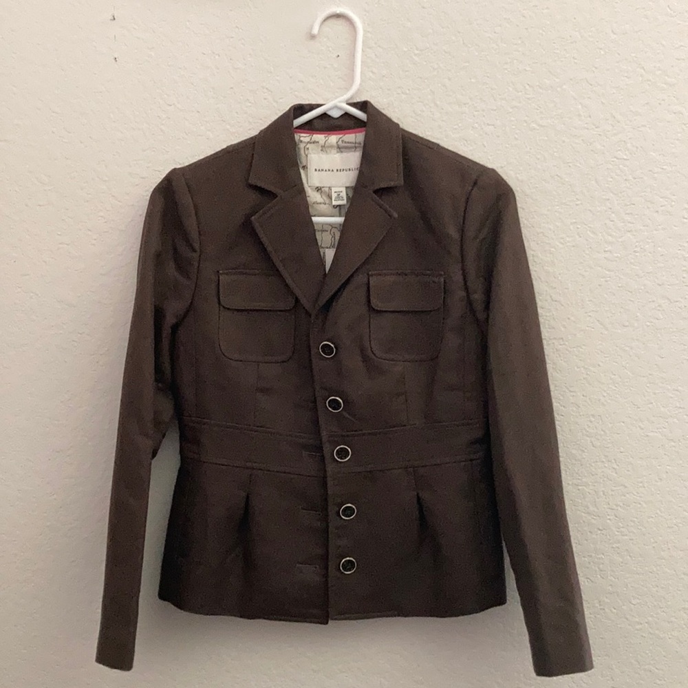 🎉 HP Banana Republic Blazer, Chocolate - Size 0P